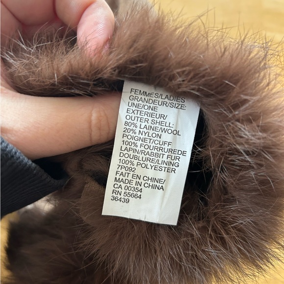 Brown Rabbit Fur-Trimmed Gloves - Picture 4 of 10